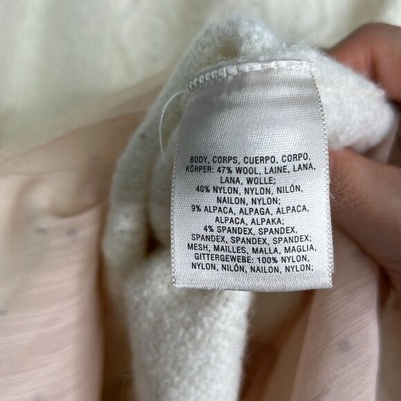 Anthropologie Ivory Cable-Knit Sweater w/ Rhinestone Peach Tulle – Size XS - Picture 12 of 16